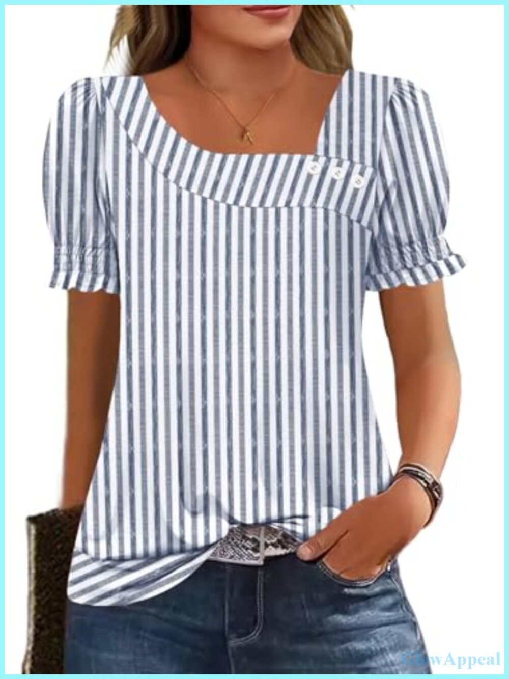 Women's Tunic Top Ruffle Sleeve Square Neck Blouse Summer Casual